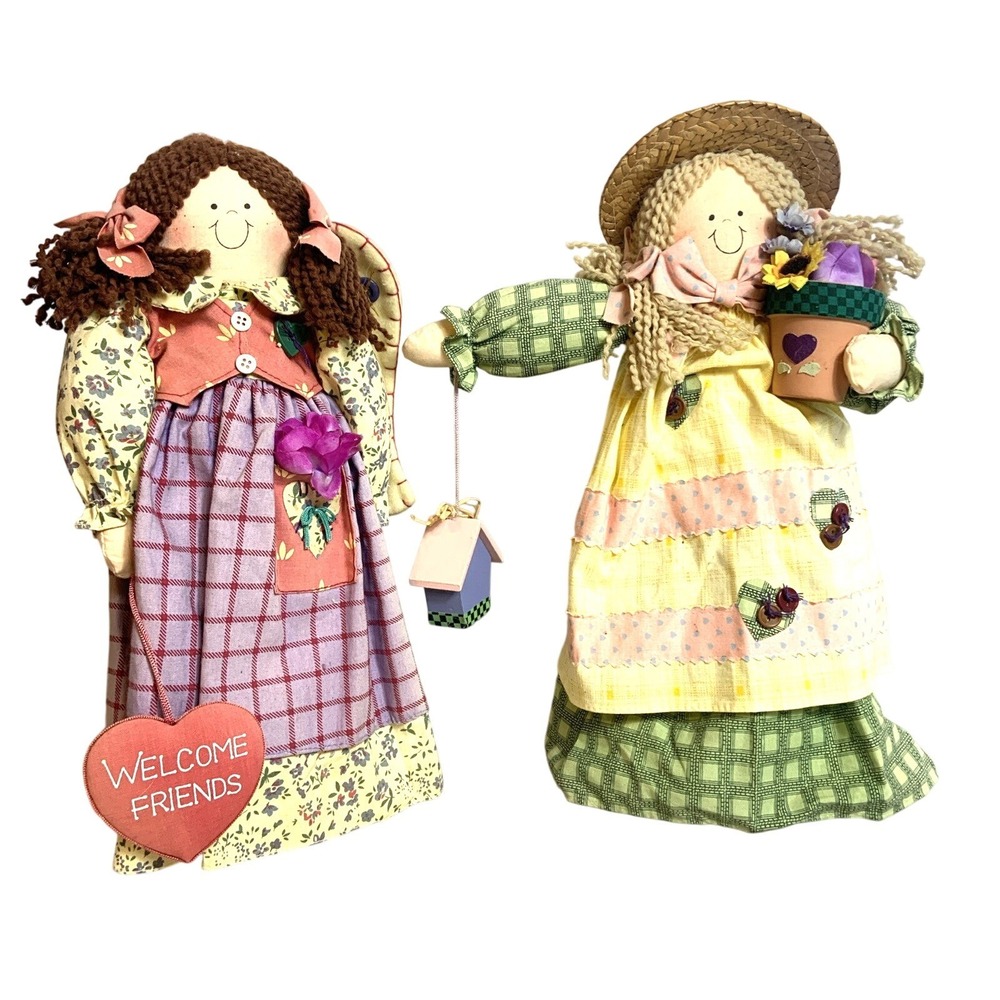 Cottagecore Cloth Dolls Set 2 Farmhouse Decor Rag Dolls Weighted